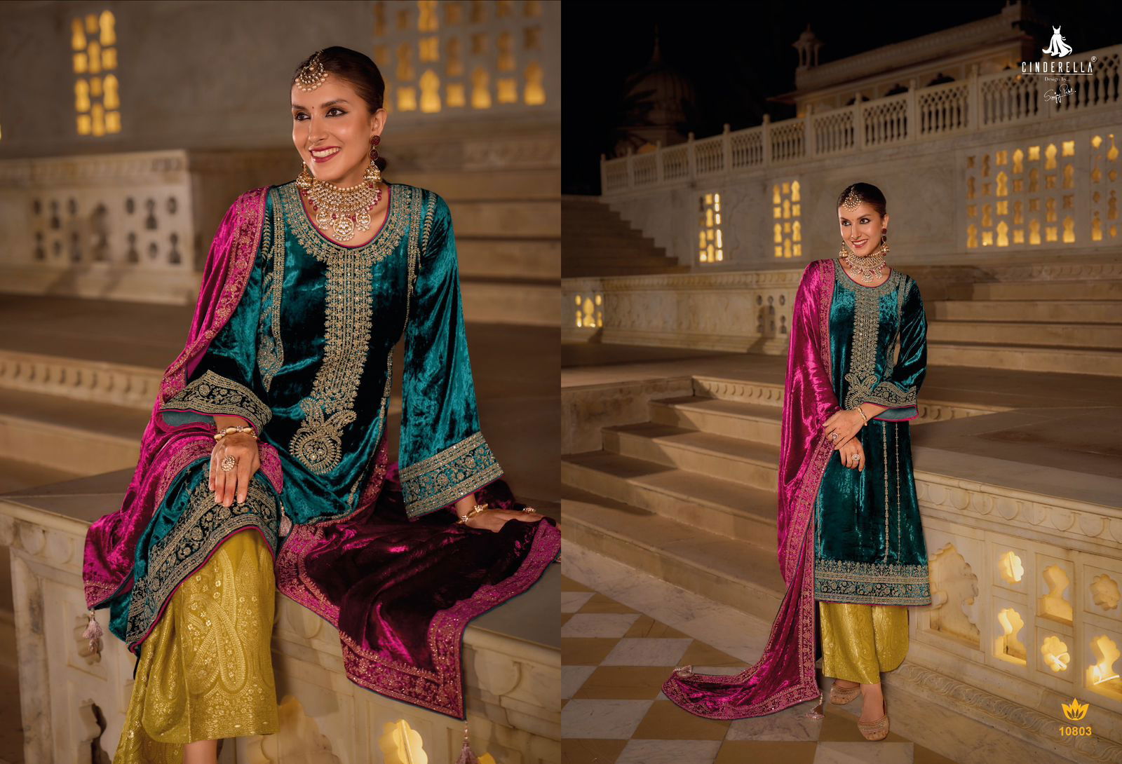 Elegance By Cindrella Viscose Velvet Designer Salwar Kameez Wholesale Shop In Surat